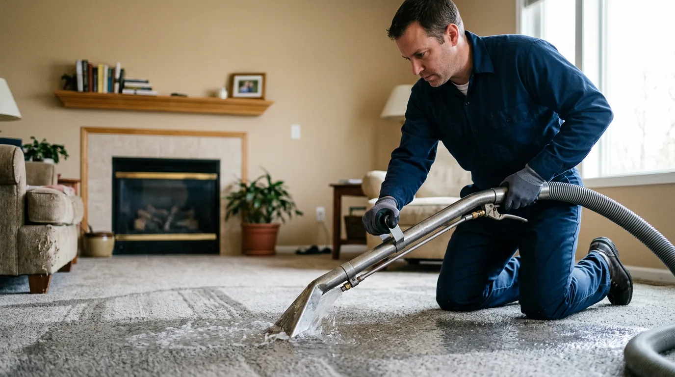 Water damage restoration technician working near Sterrett, AL